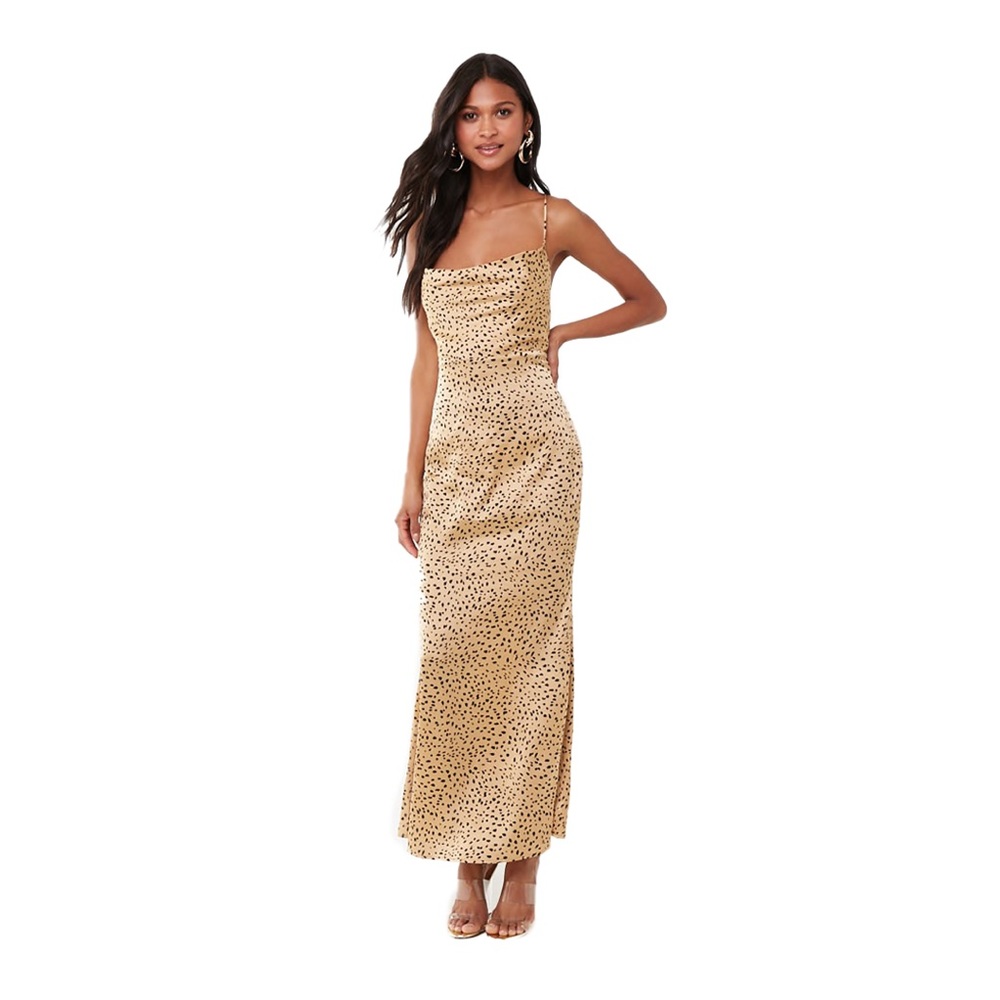 Forever 21 Cheetah Print Satin Maxi Dress, size M